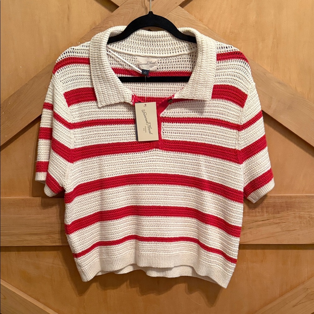 Universal Thread Red and White Striped Blouse